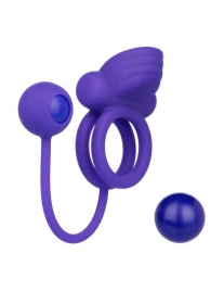 Фиолетовое эрекционное кольцо с утяжелителем Silicone Rechargeable Dual Rockin Rim Enhancer - California Exotic Novelties - в Симферополе купить с доставкой