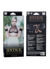 Черные мягкие наручники Entice French Cuffs с цепью - California Exotic Novelties - купить с доставкой в Симферополе