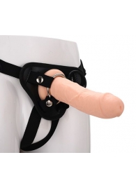 Черные трусики с телесной насадкой STRAP ON REAL DILDO - 21 см. - Dream Toys - купить с доставкой в Симферополе