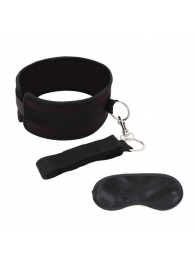 Черный ошейник с длинным поводком Collar and Leash Set - Lux Fetish - купить с доставкой в Симферополе