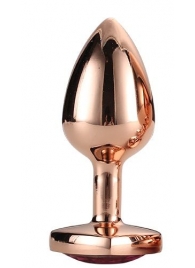 Золотистая анальная втулка с кристаллом-сердечком розового цвета - 7,1 см. - Dream Toys - купить с доставкой в Симферополе