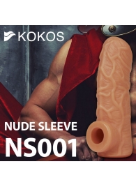 Телесная открытая насадка-реалистик с подхватом мошонки Nude Sleeve M - 12 см. - KOKOS - в Симферополе купить с доставкой