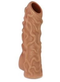 Телесная насадка с венками и открытой головкой Nude Sleeve M - 12 см. - KOKOS - в Симферополе купить с доставкой