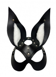 Черная маска зайки с белым мехом на ушках Miss Bunny - БДСМ Арсенал - купить с доставкой в Симферополе