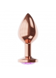 Пробка цвета розового золота с фиолетовым кристаллом Diamond Amethyst Shine S - 7,2 см. - Lola Games - купить с доставкой в Симферополе