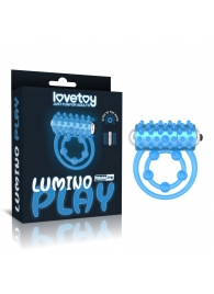 Голубое, светящееся в темноте виброкольцо Lumino Play Vibrating Penis Ring - Lovetoy - в Симферополе купить с доставкой