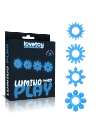 Набор из 4 голубых, светящихся в темноте эрекционных колец Lumino Play - Lovetoy - в Симферополе купить с доставкой