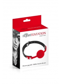 Красный кляп-шарик на черных ремешках - Fetish Tentation - купить с доставкой в Симферополе