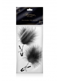 Зажимы на соски с черными пуховыми кисточками Sweet Caress Feather Nipple Clumps - Sweet Caress - купить с доставкой в Симферополе