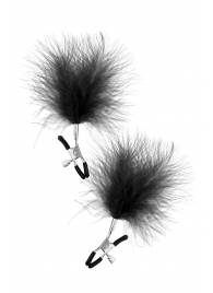 Зажимы на соски с черными пуховыми кисточками Sweet Caress Feather Nipple Clumps - Sweet Caress - купить с доставкой в Симферополе