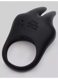 Черное эрекционное виброкольцо Sensation Rechargeable Vibrating Rabbit Love Ring - Fifty Shades of Grey - в Симферополе купить с доставкой