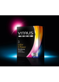 Цветные ароматизированные презервативы VITALIS PREMIUM color   flavor - 3 шт. - Vitalis - купить с доставкой в Симферополе