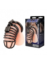 Черная металлическая клетка с замком Deluxe Chastity Cage - BlueLine - купить с доставкой в Симферополе