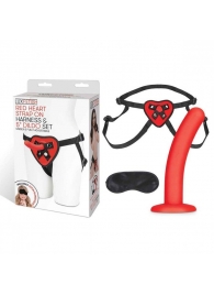 Красный поясной фаллоимитатор Red Heart Strap on Harness   5in Dildo Set - 12,25 см. - Lux Fetish - купить с доставкой в Симферополе