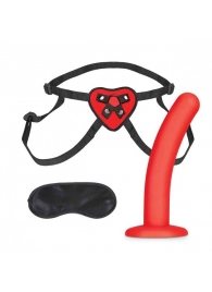 Красный поясной фаллоимитатор Red Heart Strap on Harness   5in Dildo Set - 12,25 см. - Lux Fetish - купить с доставкой в Симферополе