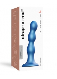 Голубая насадка Strap-On-Me Dildo Plug Balls size L - Strap-on-me - купить с доставкой в Симферополе