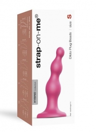 Розовая насадка Strap-On-Me Dildo Plug Beads size S - Strap-on-me - купить с доставкой в Симферополе