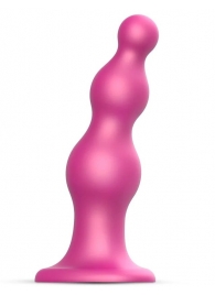 Розовая насадка Strap-On-Me Dildo Plug Beads size S - Strap-on-me - купить с доставкой в Симферополе