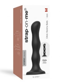 Черная насадка Strap-On-Me Dildo Geisha Balls size M - Strap-on-me - купить с доставкой в Симферополе