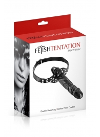 Черный кляп-фаллоимитатор Double Penis Gag - Fetish Tentation - купить с доставкой в Симферополе