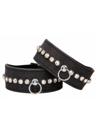 Черные наручники Diamond Studded Wrist Cuffs - Shots Media BV - купить с доставкой в Симферополе