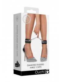 Черные поножи Diamond Studded Ankle Cuffs - Shots Media BV - купить с доставкой в Симферополе