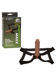 Коричневый фаллопротез Life-Like Extension with Harness - 17,75 см. - California Exotic Novelties - купить с доставкой в Симферополе