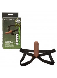 Коричневый фаллопротез из силикона Extension with Harness - 15,75 см. - California Exotic Novelties - купить с доставкой в Симферополе