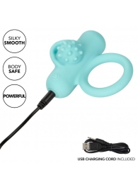 Аквамариновое эрекционное виброкольцо Silicone Rechargeable Nubby Lover’s Delight - California Exotic Novelties - в Симферополе купить с доставкой