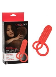 Красное эрекционное кольцо Silicone Rechargeable Vertical Dual Enhancer - California Exotic Novelties - в Симферополе купить с доставкой