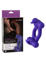 Фиолетовое эрекционное виброкольцо с двумя моторами Silicone Rechargeable Triple Orgasm Enhancer - California Exotic Novelties - в Симферополе купить с доставкой