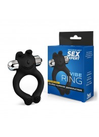 Черное силиконовое эрекционное виброкольцо Sex Expert - Sex Expert - в Симферополе купить с доставкой