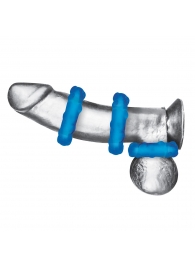 Комплект из трех голубых эрекционных колец 3-Pack Ribbed Rider Cock Ring Set - BlueLine - в Симферополе купить с доставкой