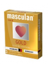 Презервативы Masculan Ultra Gold с золотым напылением и ароматом ванили - 3 шт. - Masculan - купить с доставкой в Симферополе