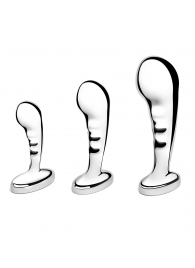 Набор из 3 стальных стимуляторов простаты Stainless Steel P-spot Training Set - b-Vibe - в Симферополе купить с доставкой