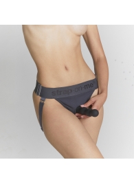 Серые трусики для фиксации насадок Strap-on-me Harness Lingerie Unique - Strap-on-me - купить с доставкой в Симферополе