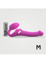 Ярко-розовый безремневой страпон Multi Orgasm Size M с клиторальной стимуляцией - Strap-on-me - купить с доставкой в Симферополе