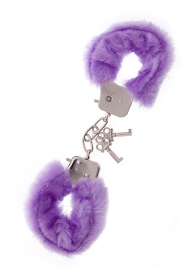 Фиолетовые меховые наручники METAL HANDCUFF WITH PLUSH LAVENDER - Dream Toys - купить с доставкой в Симферополе