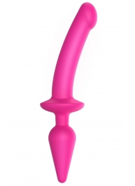 Ярко-розовый двусторонний фаллоимитатор Switch Plug-In Semi-Realistic Size L - Strap-on-me купить с доставкой в интернет-магазине Orgasmix в Симферополе Ярко-розовый двусторонний фаллоимитатор Switch Plug-In Semi-Realistic Size L - Strap-on-me