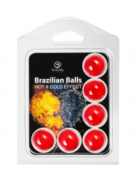 Набор из 6 шариков с массажным маслом Brazilian Balls с охлаждающим и разогревающим эффектом - Secret Play - купить с доставкой в Симферополе