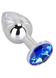 Анальное украшение BUTT PLUG  Small с синим кристаллом - 7 см. - Anal Jewelry Plug - купить с доставкой в Симферополе