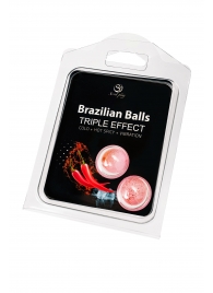 Набор из 2 шариков с массажным маслом Brazilian Balls с тройным эффектом - Secret Play - купить с доставкой в Симферополе