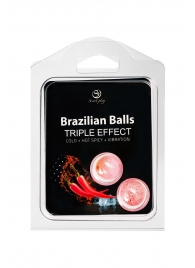 Набор из 2 шариков с массажным маслом Brazilian Balls с тройным эффектом - Secret Play - купить с доставкой в Симферополе