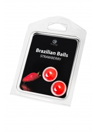 Набор из 2 шариков с массажным маслом Brazilian Balls с ароматом клубники - Secret Play - купить с доставкой в Симферополе