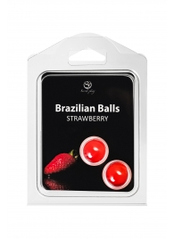 Набор из 2 шариков с массажным маслом Brazilian Balls с ароматом клубники - Secret Play - купить с доставкой в Симферополе