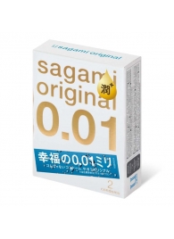 Увлажнённые презервативы Sagami Original 0.01 Extra Lub - 2 шт. - Sagami - купить с доставкой в Симферополе