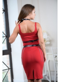 Черно-серебристая портупея-юбка plus size с цепочками - БДСМ Арсенал - купить с доставкой в Симферополе