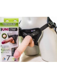 Страпон-унисекс с двумя насадками UNI strap 7  Harness - 19 и 16 см. - LOVETOY (А-Полимер) - купить с доставкой в Симферополе