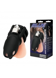 Черная клетка для пениса Silicone Small 2 in Cock Cage With Ball Divider - BlueLine - купить с доставкой в Симферополе