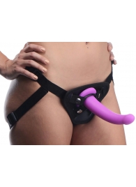 Лиловый поясной страпон Navigator Silicone G-Spot Dildo with Harness - 17,8 см. - XR Brands - купить с доставкой в Симферополе
